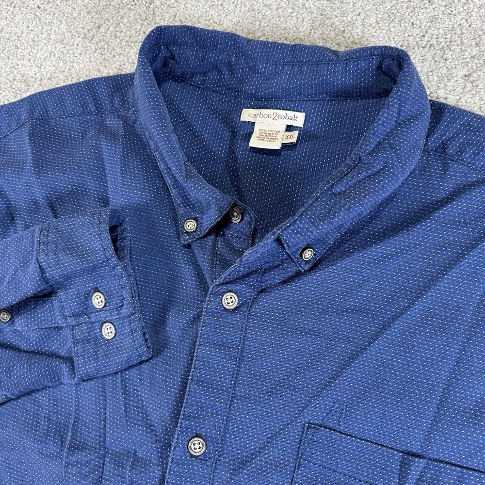 carbon 2‎ cobalt Mens Button Shirt Size 2XL 100% Cotton Long Sleeve Blue